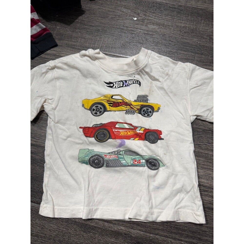 Hot wheels shirt with blue stain H and M racecar